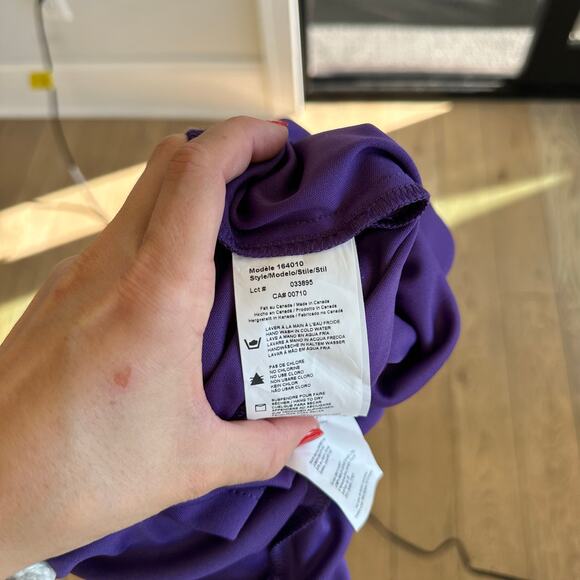 Joseph Ribkoff Cinch Side Draped Back Sleeveless Dress Purple 6 - Picture 7 of 8